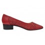 Pantofi dama rosii din piele naturala cu perforatii si toc mic Rosalia CLP03R